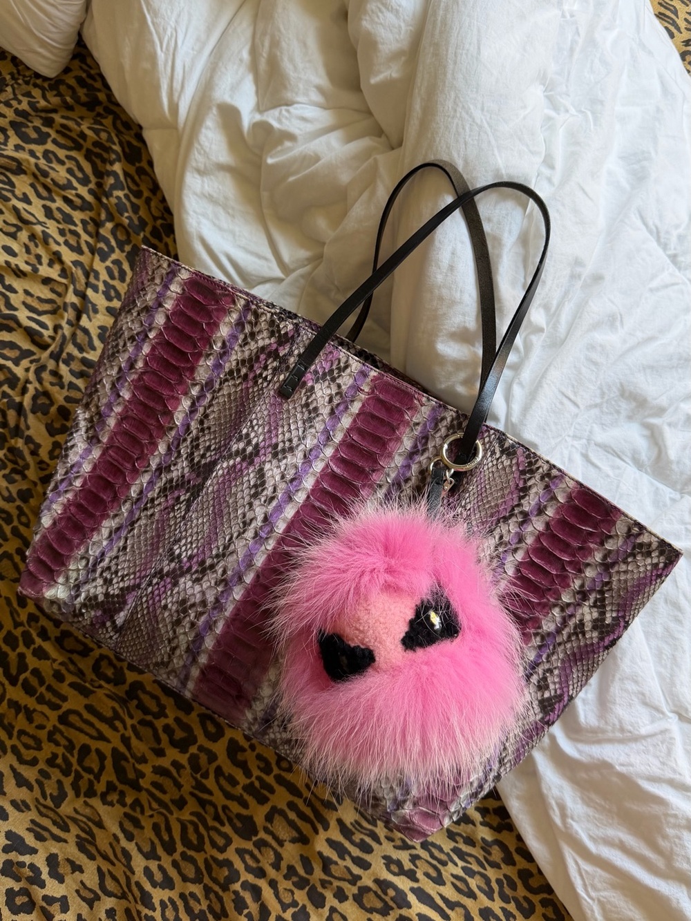 Fendi Purple Python Tote Bag Vintage RARE